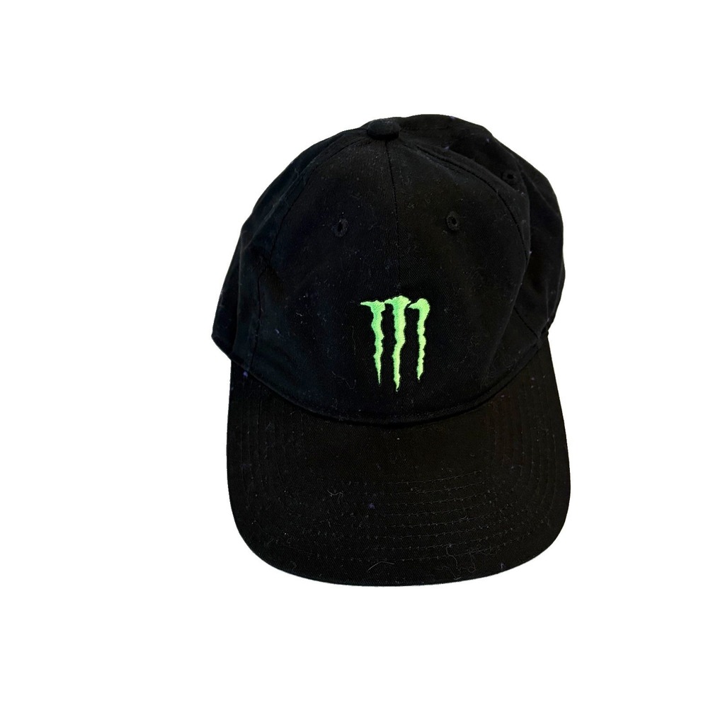Monster Energy Baseball Hat Mens One Size Black Green Logo Adjustable Cap
